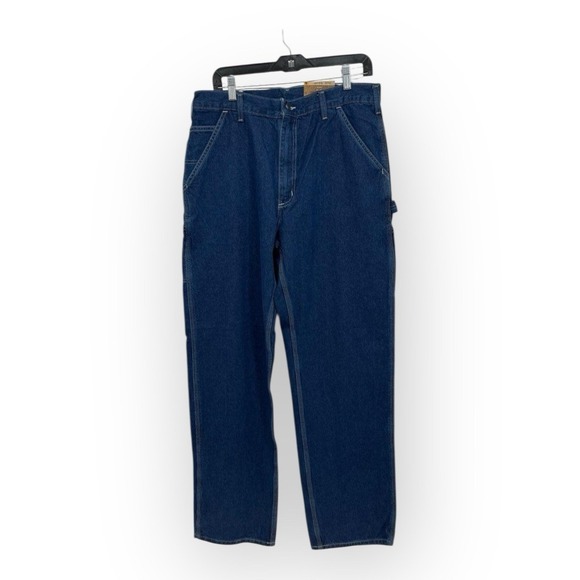 BRAND NEW CARHARTT CARPENTER JEANS Mens Dark Blue Original Dungaree Fit B237 - Picture 2 of 6